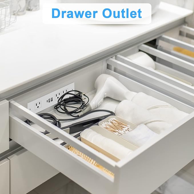 Recessed Power Strip, Furniture Plug in 3 Outlets & Fast Charging 20W PD USB-C - Image 6