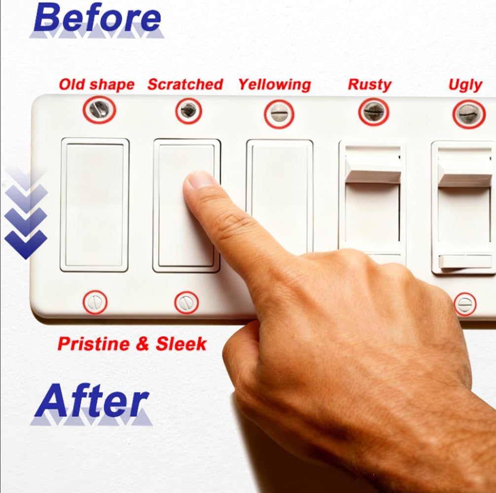 120PCS Wall Plate Screws White, Outlet Cover Screws for Switch Plate, 6/32 Electrical Outlet Screws for Light Switch Plates,Electrical Panel, 4 Sizes (3/8",1/2",3/4",1") Screws Kit w/Free Screwdriver