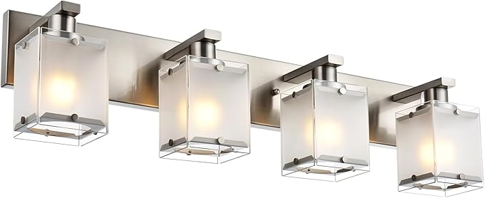 WINSHEN 4-Lights Bathroom Light Fixtures Over Mirror, Brushed Nickel Vanity by WINSHENLighting