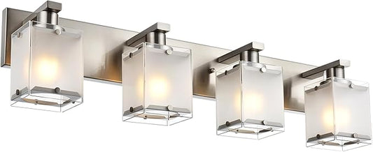 WINSHEN 4-Lights Bathroom Light Fixtures Over Mirror, Brushed Nickel Vanity by WINSHENLighting