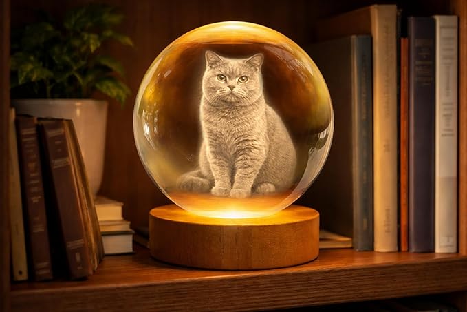 Herihues Personalized 3D Photo Crystal Ball, Custom Engraved Picture Lamp - Image 5