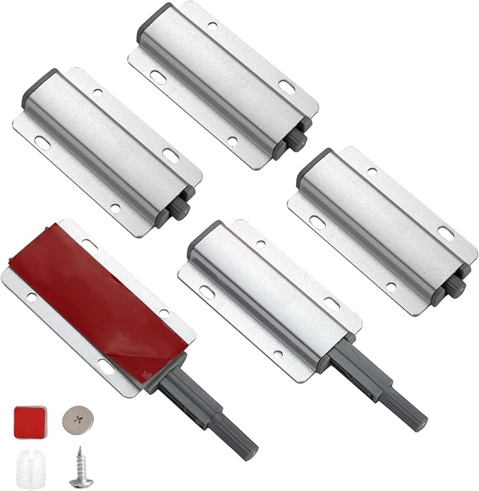 Push to Open Door Latch, 5 Pack Magnetic Push Latches, Adhesive Heavy Duty by Redunest