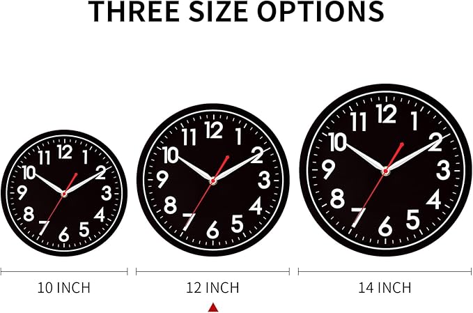 AKCISOT Wall Clock Modern Black Silent Non Ticking Wall Clocks Battery Operated - Image 4