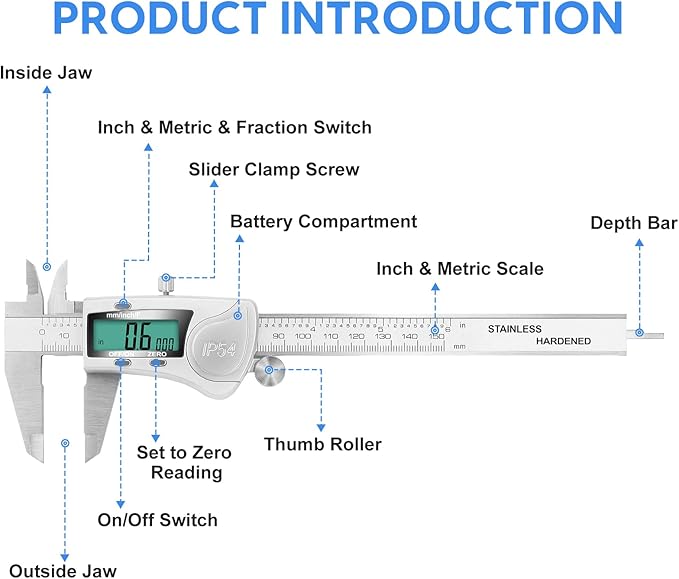 Digital Caliper Measuring Tool, IP54 Waterproof Electronic Micrometer Caliper - Image 5
