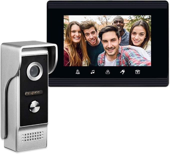 AMOCAM Video Intercom System, 7 Inches Monitor Wired Video Door Phone Doorbell by AMOCAM
