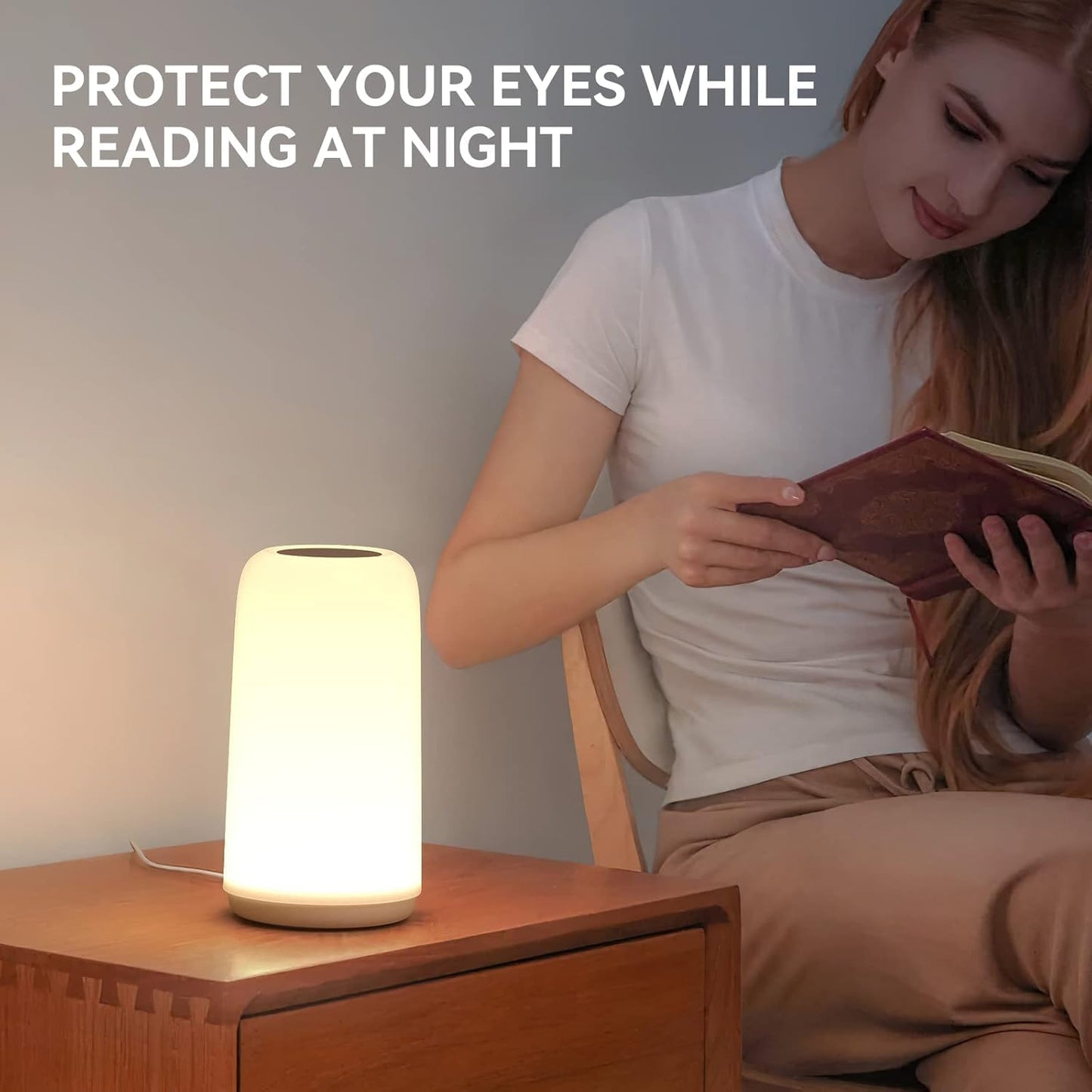 Touch Bedside Table LED Lamp, [Sleek Design & RGB Mode] Multi-Color Dimmable with Warm White Lights, Birthday Gifts for Women Mom, Smart Nightstand Small Lamp for Bedroom Living Room Home Decor