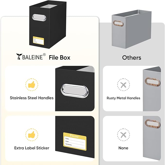 BALEINE File Organizer Box, Cardboard File Folder Organizer - Image 5
