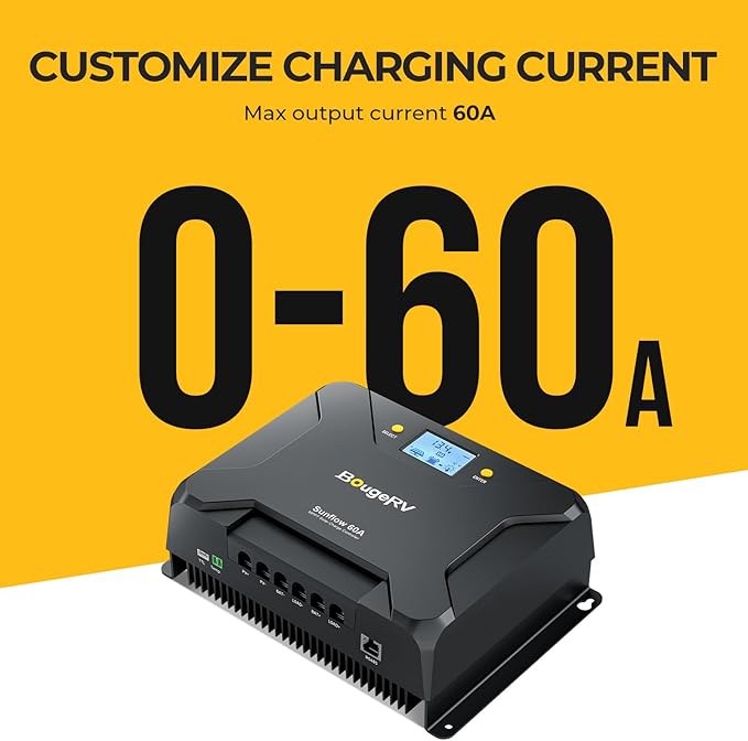 BougeRV Sunflow MPPT Solar Charge Controller 60A, w/Low-Temp Cut-Off, APP - Image 2