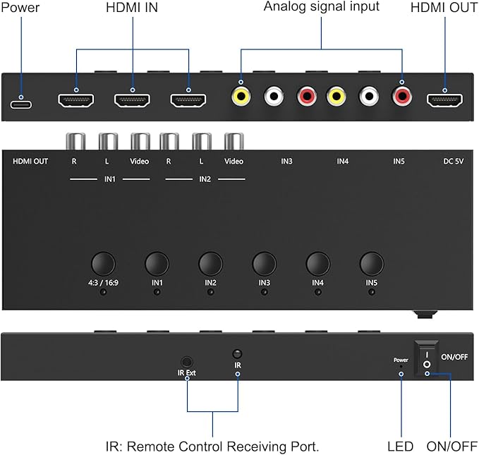 ZUZONG 2 AV to HDMI Converter + 3 HDMI2.0 Switcher 2 Way RCA Composite to HDMI - Image 3
