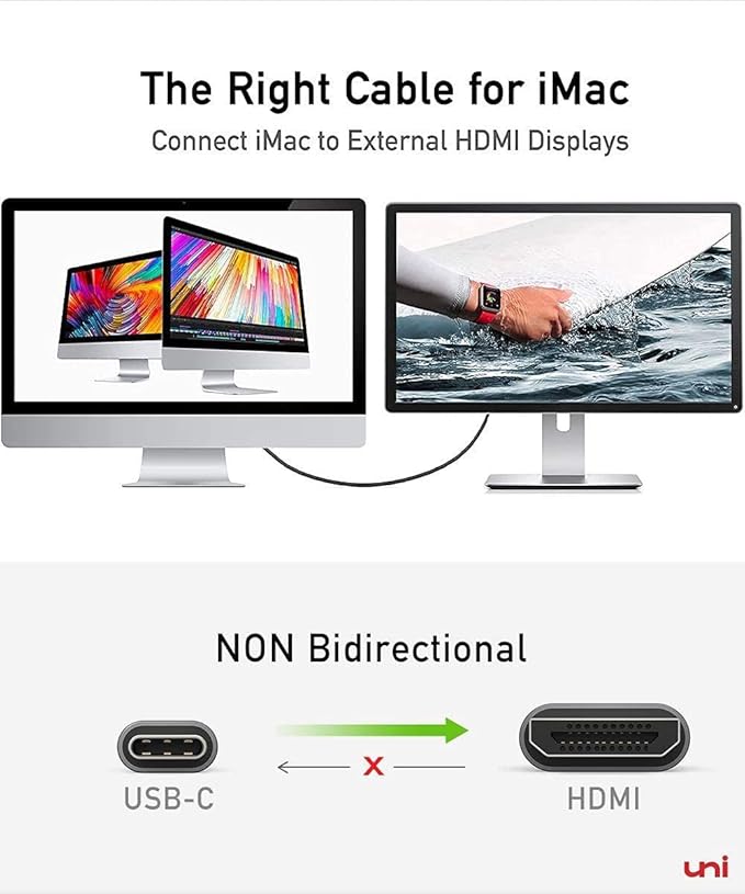 uni USB C to HDMI Cable 3ft 4K@60Hz, ONE-Way USB Type-C to HDMI Braided Cable - Image 7