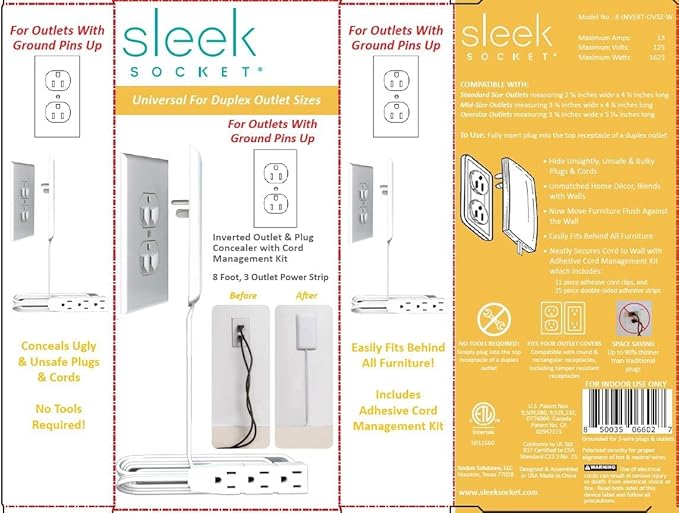 Sleek Socket Original & Patented Ultra-Thin Outlet Concealer - Image 6