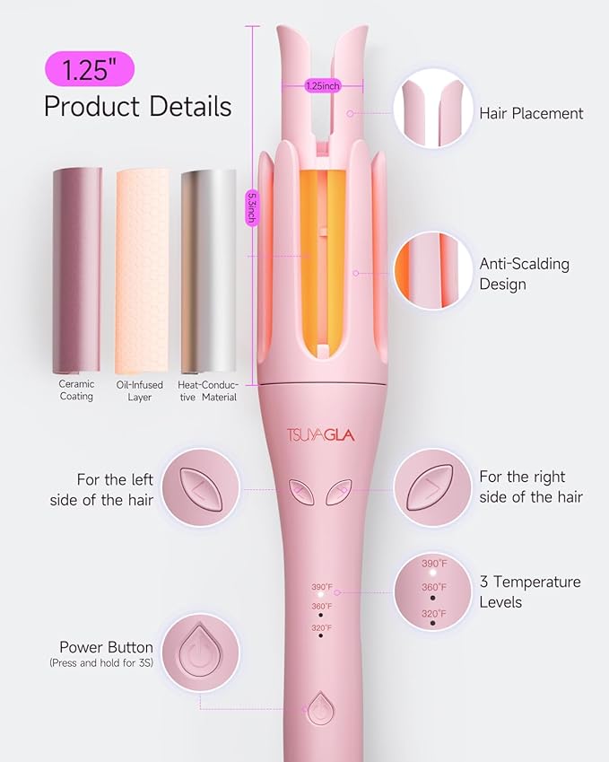 TSUYAGLA Automatic Curling Iron, 1 1/4 Hair Curler - Image 5