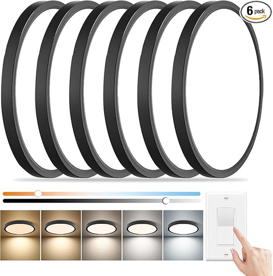 6PK 15.8 Inch Dimmable LED Flush Mount Ceiling Light, by FY+WISDOM+FLY+LIGHTING