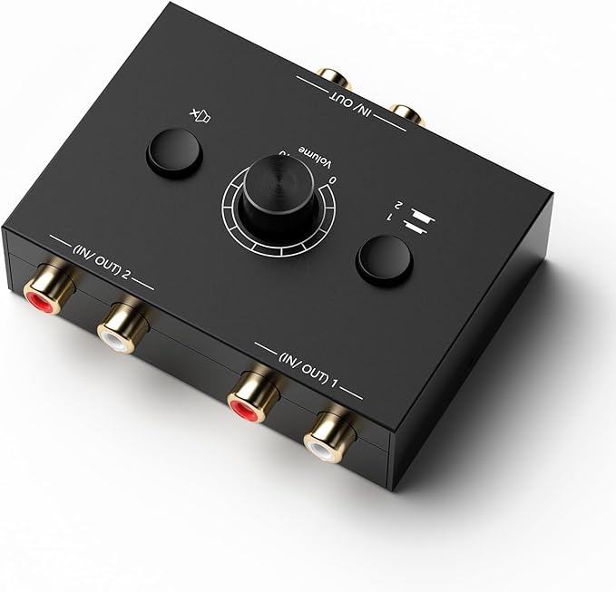 Y.D.F 2-Way Bi-Directional RCA Switch, HiFi AV L/R Sound Channel 1 in 2 Out or by YDF