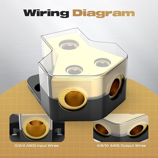 Distribution Block Car Audio, 2 Way Power Distribution Block 0/2/4 Gauge in - Image 6