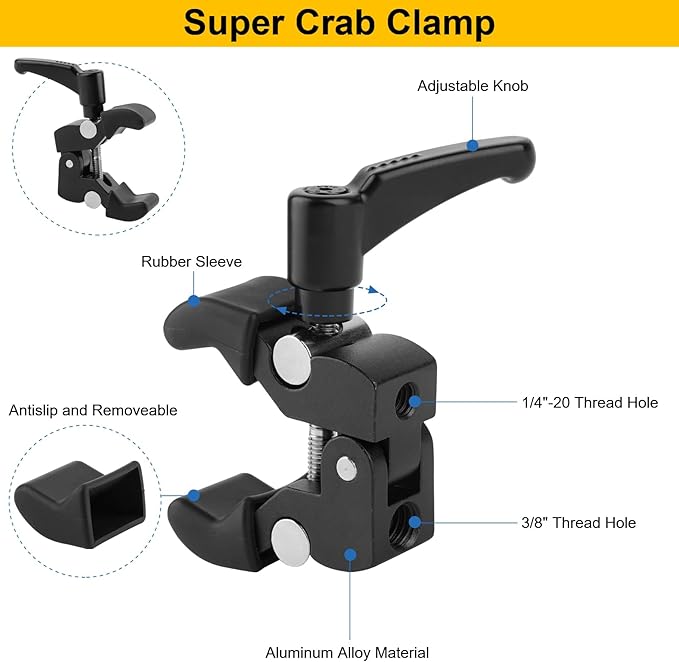 Mippko Camera Super Crab Clamp Mount, 1/4"-20 Thread - Image 3
