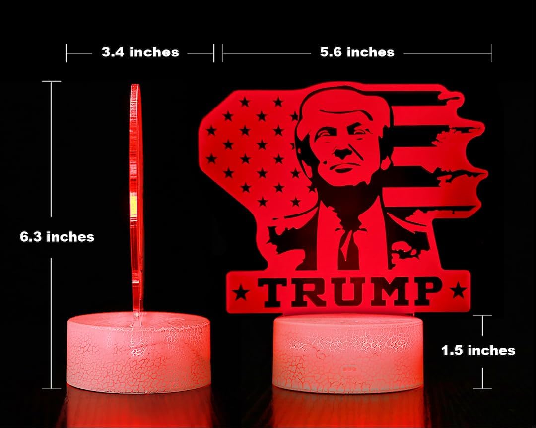 3D LED Night Light Trump 2024 Flat Acrylic Illusion Lighting Lamp with 7 Colors and Touch Sensor, Trump Fan Nightlight Gift, Trump Fight!