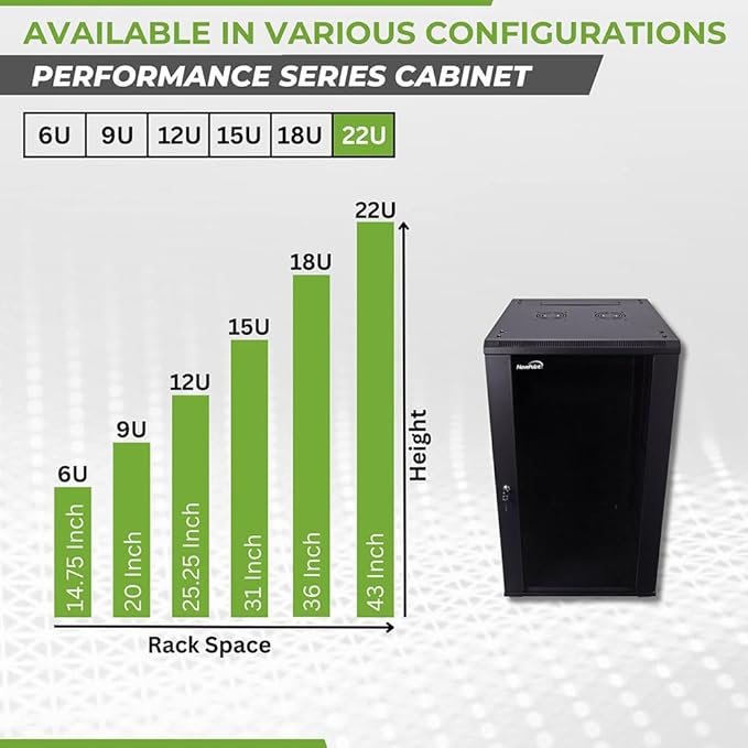NavePoint 22U Server Cabinet Wall Mount Rack Enclosure - Image 3