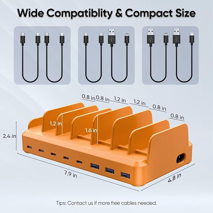 300W Charging Station for Multiple Devices, 8 Port Multi USB C Fast Charger - Image 5