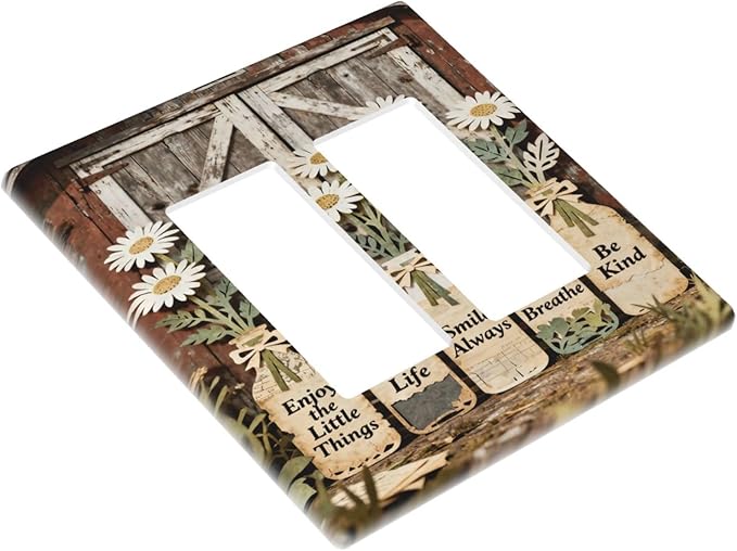 Bvtewkhz Rustic Daisy Barn Door Flowers 2 Gang Double Rocker Decorative Light - Image 3