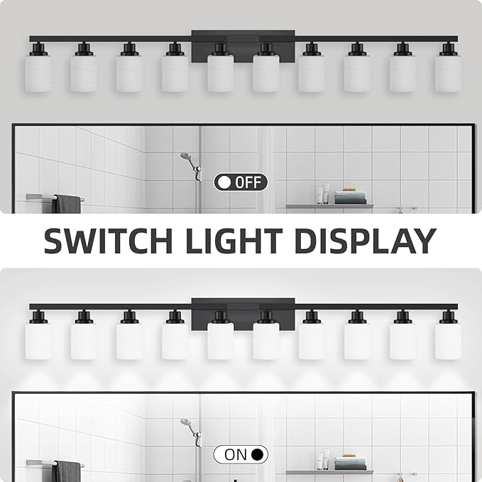 DIKAIDA 10 Light Bathroom Vanity Lights Over Mirror, 65.4 inch Black Vanity - Image 7