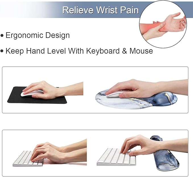 iLeadon Mouse Pad with Wrist Support Keyboard Wrist Rest Set, Ergonomic Mouse - Image 4