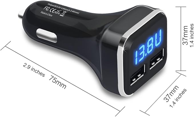 Jebsens 4.8A 24W Dual USB Car Charger Volt Meter Car Battery Monitor - Image 3