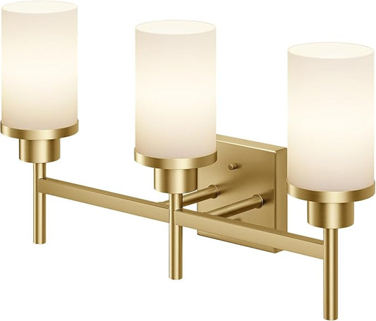 AONEON Bathrom Light Fixtures Modern Gold 3 Vanity Lights Over Mirror, Wall by AONEON