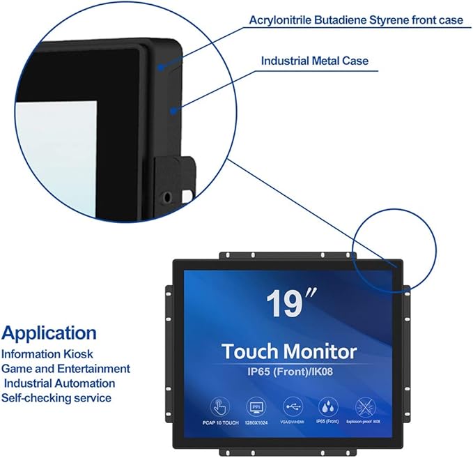GreenTouch 19 inch Ultra Slim Touch Open Frame Monitor, HDMI/VGA/DVI Interface - Image 5