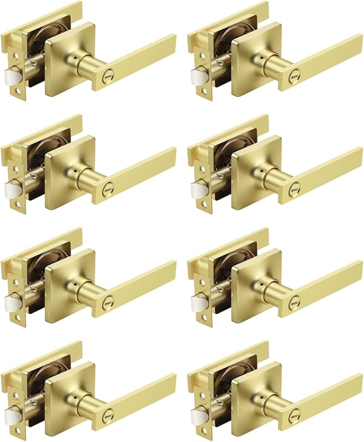 Mengico 8 Pack Gold Privacy Lever Door Handle Interior by Mengico