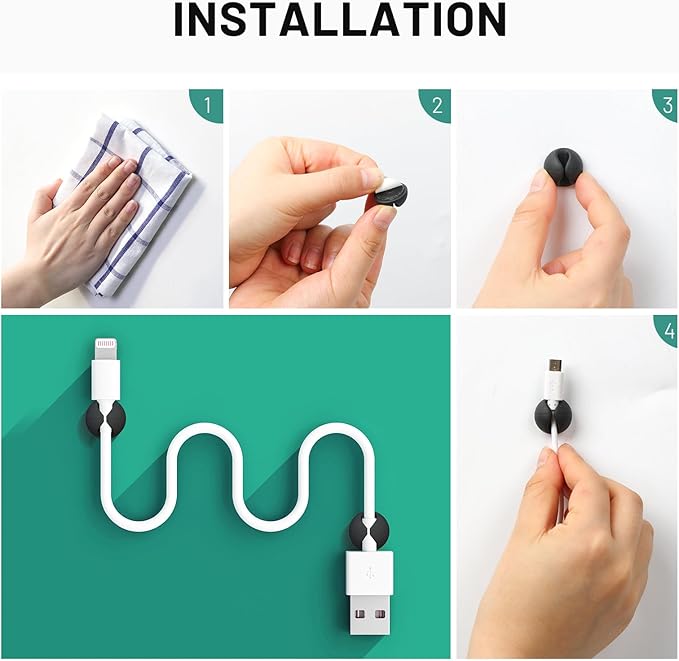 18 Pack Mini Cable Clips, Znben Cord Organizer Holder Adhesive Cord Management - Image 8