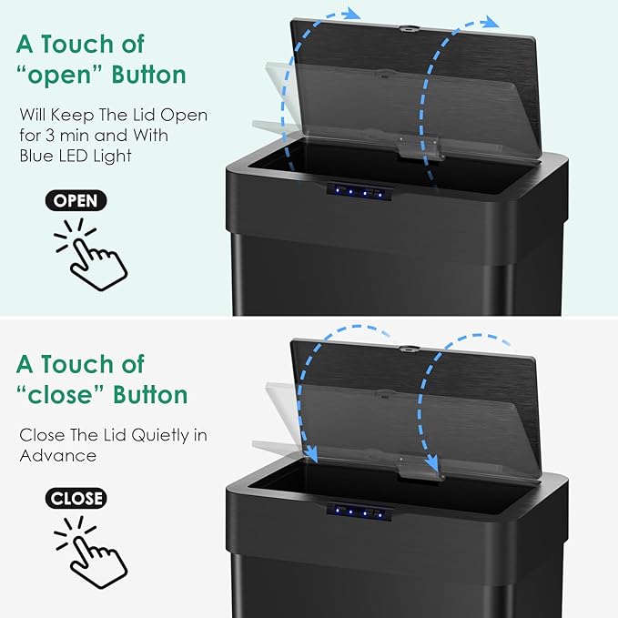 Arlopu Automatic Trash Can, Sensor Motion Stainless Steel Garbage Bin, - Image 5