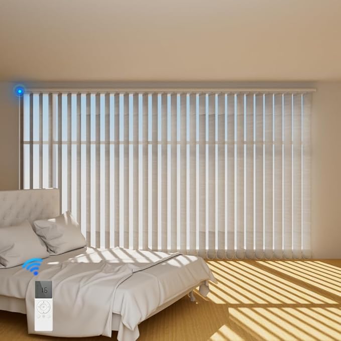 Blindify Motorized Vertical Blinds, Light Filtering Sliding Door Shades by BlindifyOffical