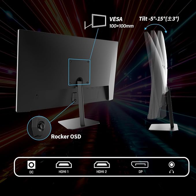 KTC 24.5'' Gaming Monitor, FHD 1080P 180Hz Fast IPS 128% sRGB Computer Monitor - Image 6
