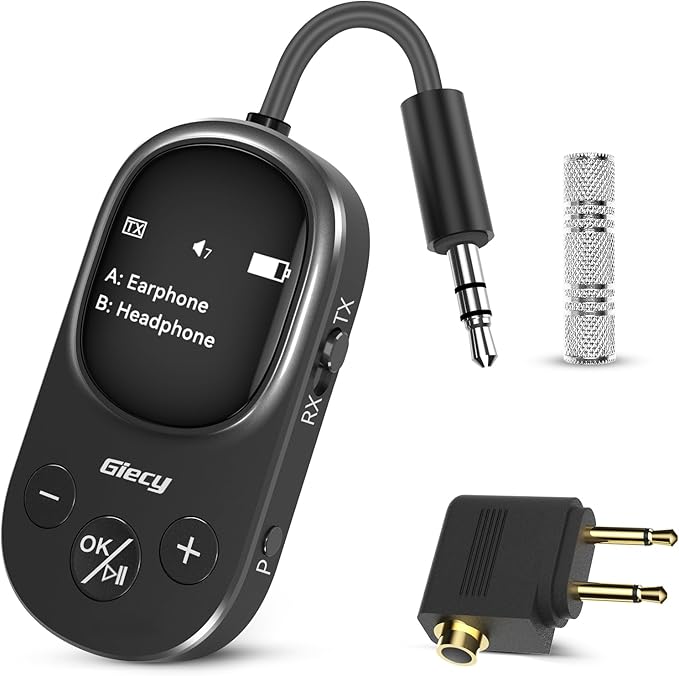 Giecy Airplane Bluetooth 5.3 Transmitter Receiver Adapter, Supports 2 AirPods by GiecyOfficeAccessories