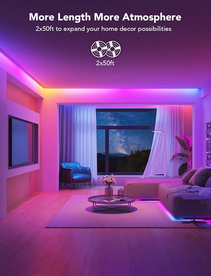 Govee 100ft RGBIC LED Strip Lights, Smart LED Lights Work - Image 2