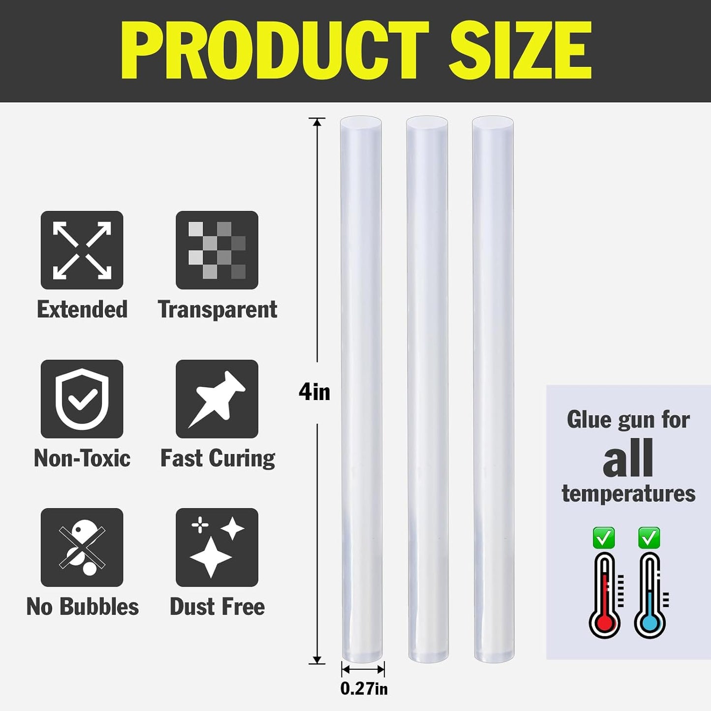 600 Pack Mini Hot Glue Sticks, 4" Long x 0.27" Diameter Glue Sticks for Mini Glue Guns, Multipurpose for Wood, Metal, Glass, Plastic, Floral, Fabric, Leather, Foam, Floral