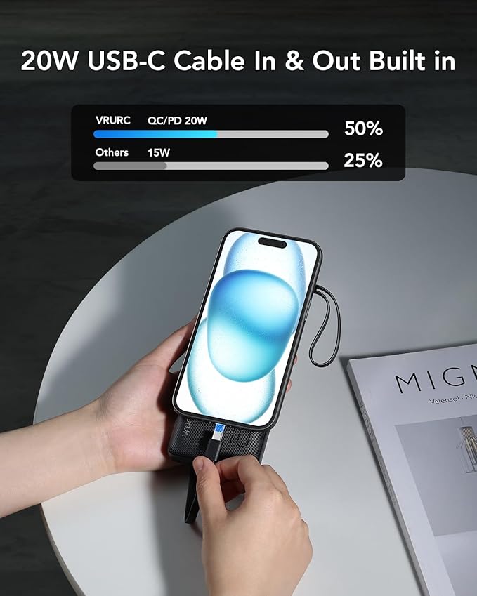 VRURC Portable Charger, 22.5W Slim Power Bank Fast Charging, 10000mAh USB C - Image 4