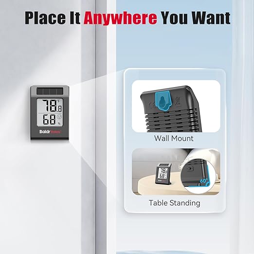 BaldrTherm Humidity Meter Hygrometer, Solar-Powered Room Thermometer Indoor - Image 9