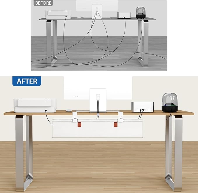 Zilink Under Desk Cable Management 30" No Drill Desk Cable Management Tray - Image 6