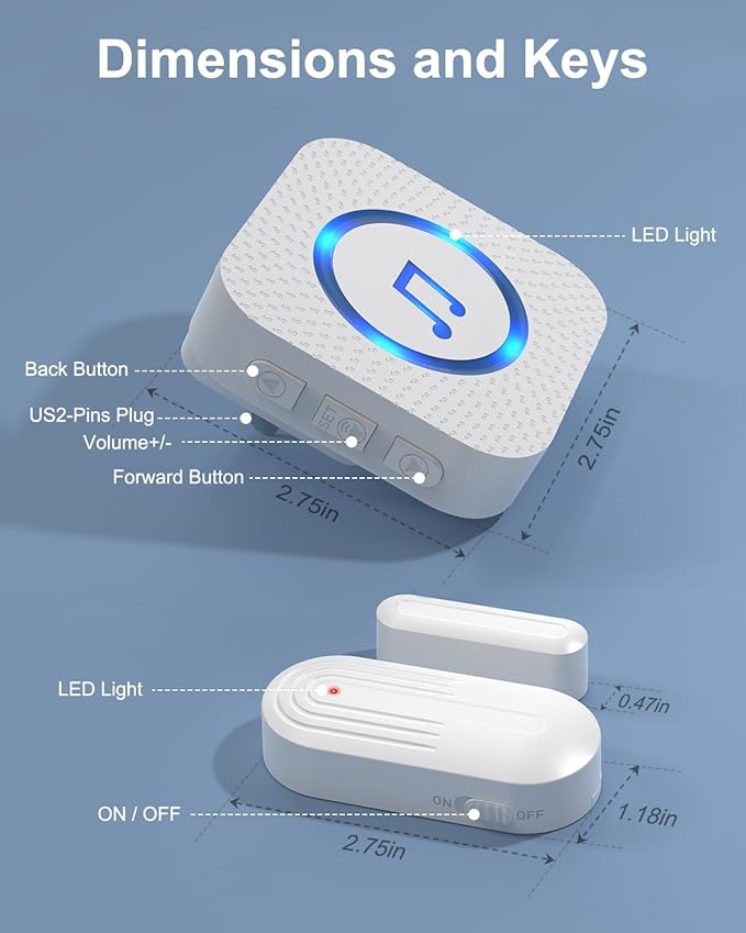 Door Chime, Wireless Door Open Alarm-SANJIE Door Entry Chime - Image 8