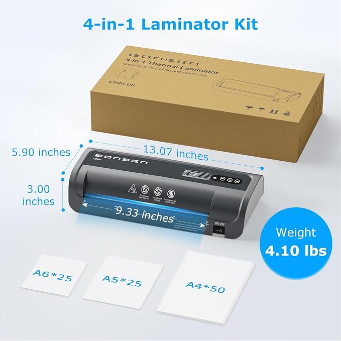 BONSEN A4 Laminator Machine, 9.33-Inch Thermal Laminator - Image 4