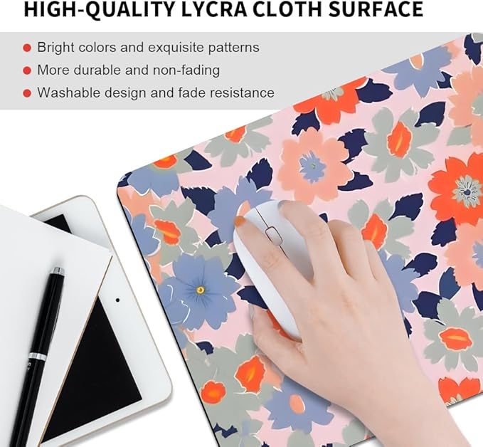 Field of Flowers Pastel Floral Square Mouse pad, Waterproof, Anti Slip Rubber - Image 3