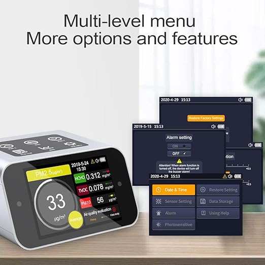 BRWISSEN A16 Air Quality Monitor Indoor PM1.0 PM2.5 PM10 Dust Meter TVOC HCHO - Image 8