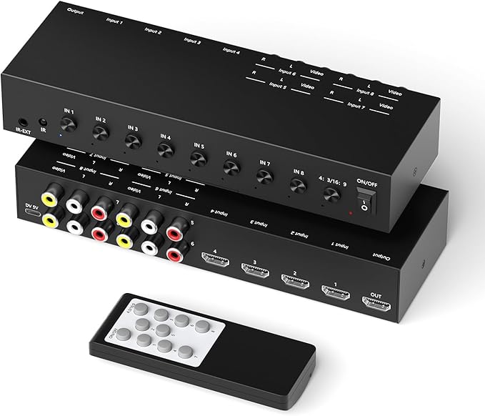 Azduou 4 AV Inputs + 4 HDMI 2.0 Inputs to HDMI Converter by Azduou