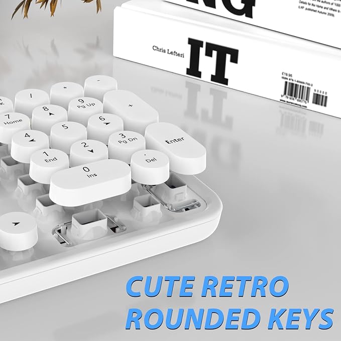 Wireless Keyboard Mouse Combo, 104 Keys Cute White Keyboard - Image 2