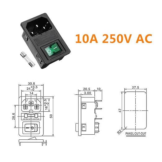 Ganasome 2 Sets IEC320 C14 Inlet Module Power Socket - Image 3