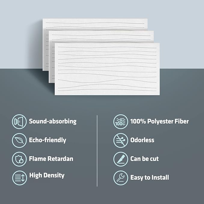 UMIACOUSTICS 6 PCS Acoustic Wall Panels, 47.2 x 23.6 Inches Flame Retardant - Image 5
