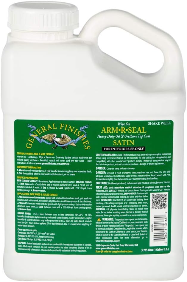 General Finishes Arm-R-Seal Oil Based Topcoat, 1 Gallon, Satin