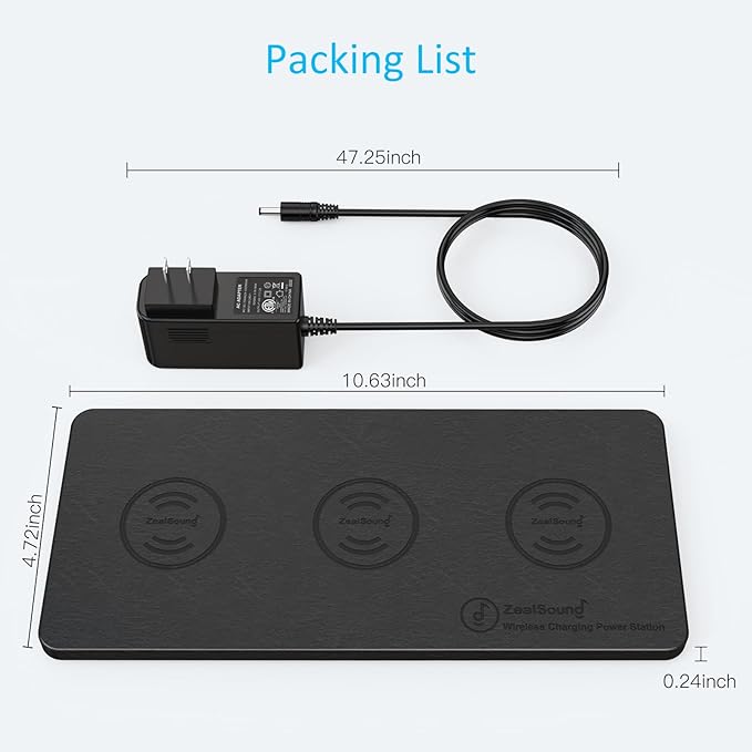 Wireless Charging Pad, ZealSound Ultra-Slim Triple Charger Station - Image 7